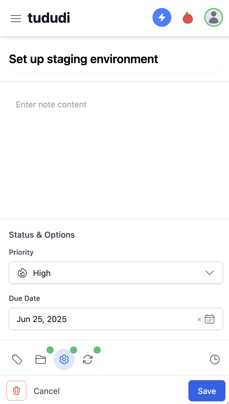 tududi - Mobile Light Mode